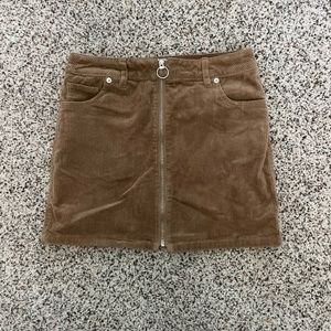 Light brown corduroy skirt with zipper